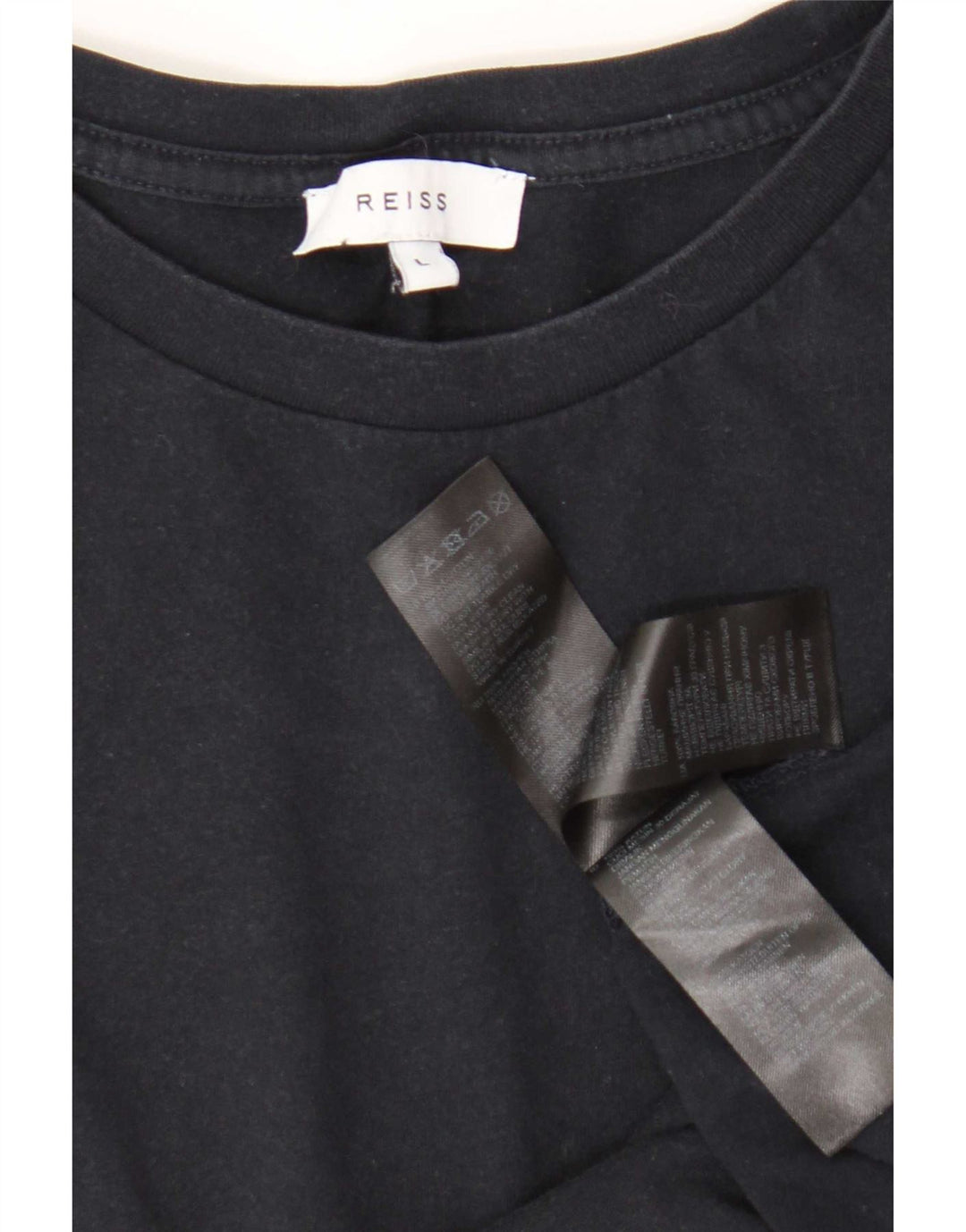 Reiss Herren T-Shirt Top Large Schwarz Baumwolle