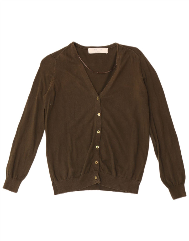 Zara Damen Strickjacke UK 12 Medium Khaki