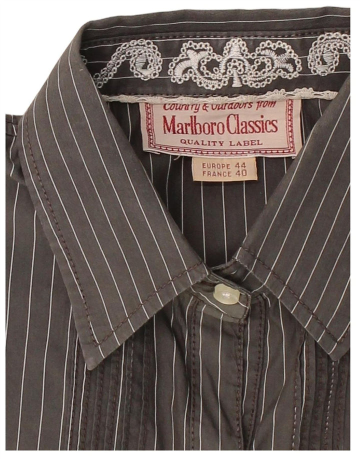 MARLBORO CLASSICS Womens Shirt Size 40 Medium Grey Striped