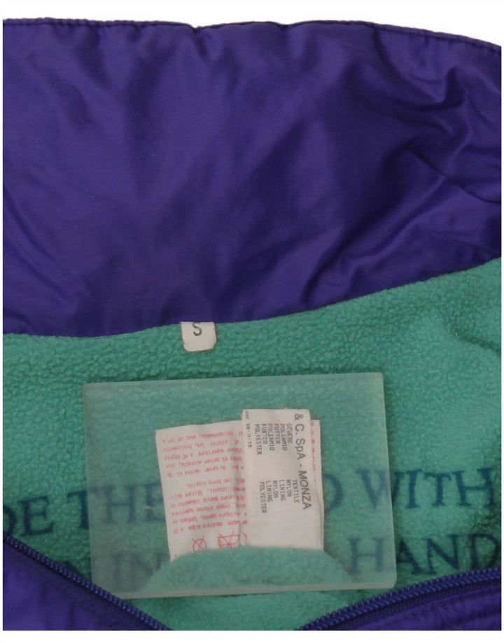 VINTAGE Herren Loose Fit Kapuzen-Anorakjacke UK 36 Klein Lila Farbblock