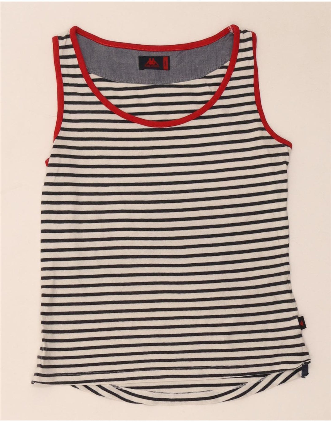 Kappa Damen Weste Top UK 10 Small weiß gestreift Baumwolle