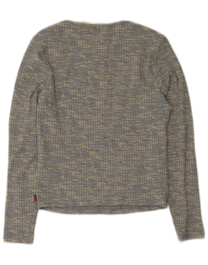 Levi's Damen-Oberteil, langärmlig, UK 14, groß, blau geflecktes Polyester