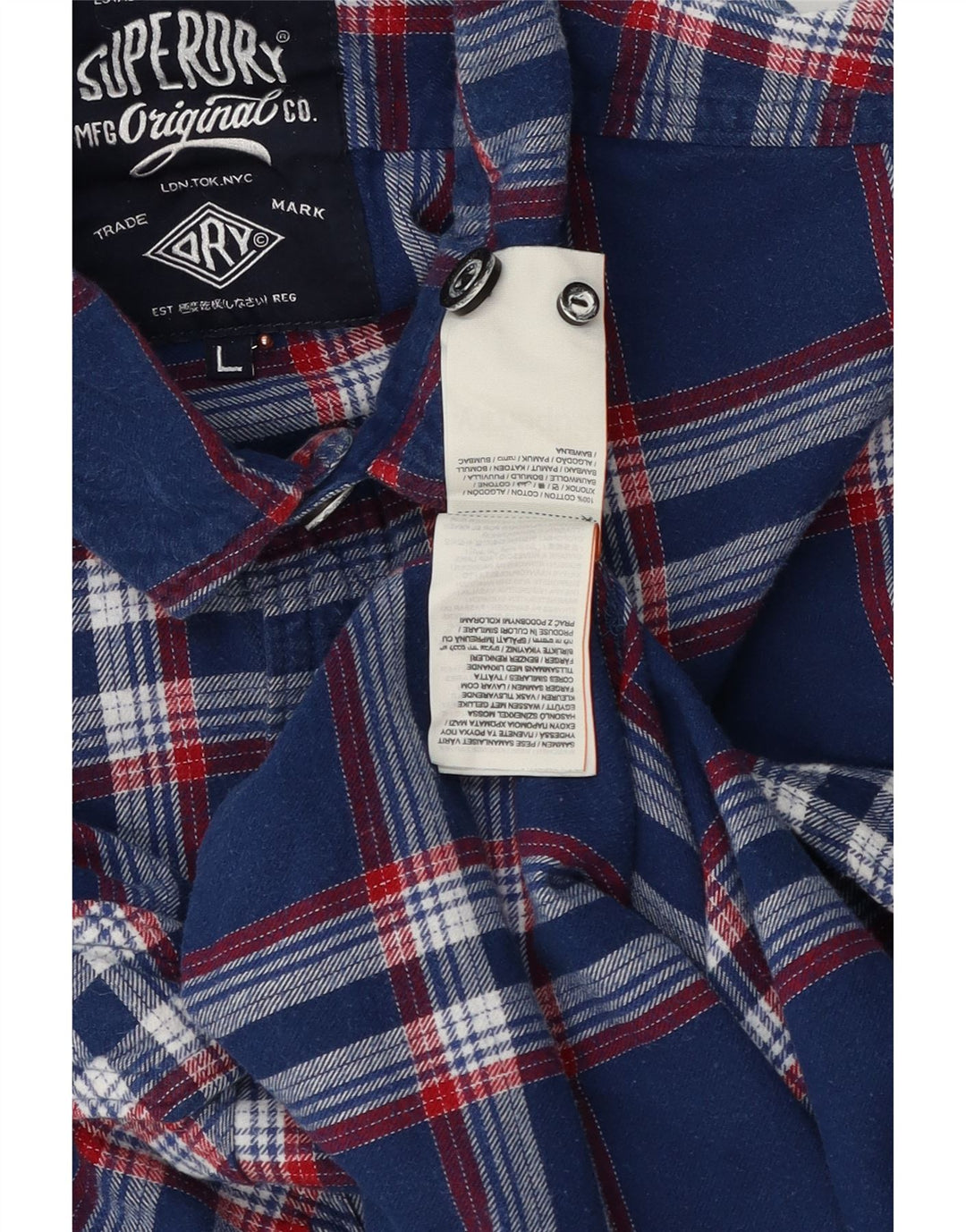 Superdry Herren-Flanellhemd, groß, marineblau, kariert, Baumwolle