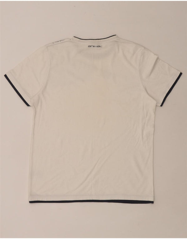 ANIMAL Mens Graphic T-Shirt Top Medium White Floral Cotton