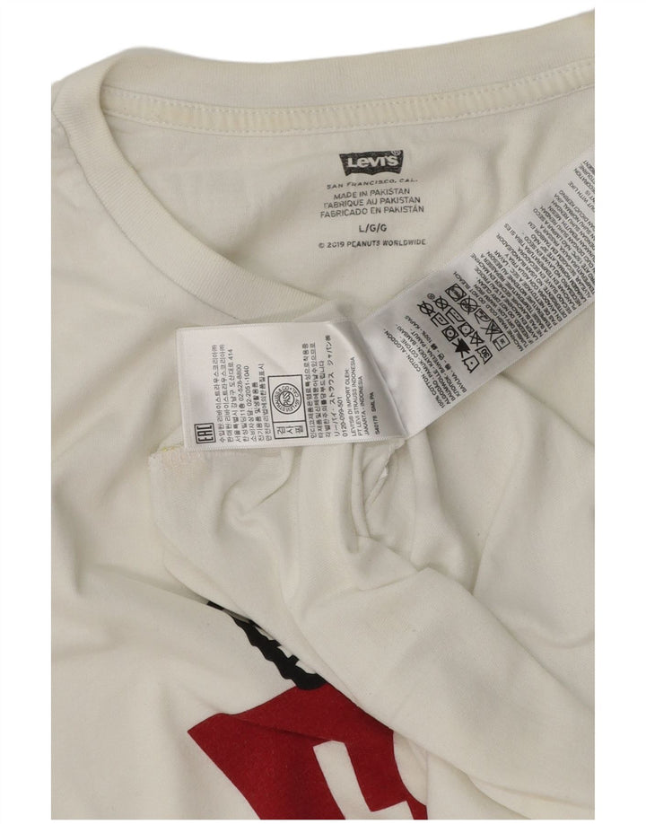 Levi's Herren-T-Shirt mit Peanuts-Grafik, Größe L, aus weißer Baumwolle