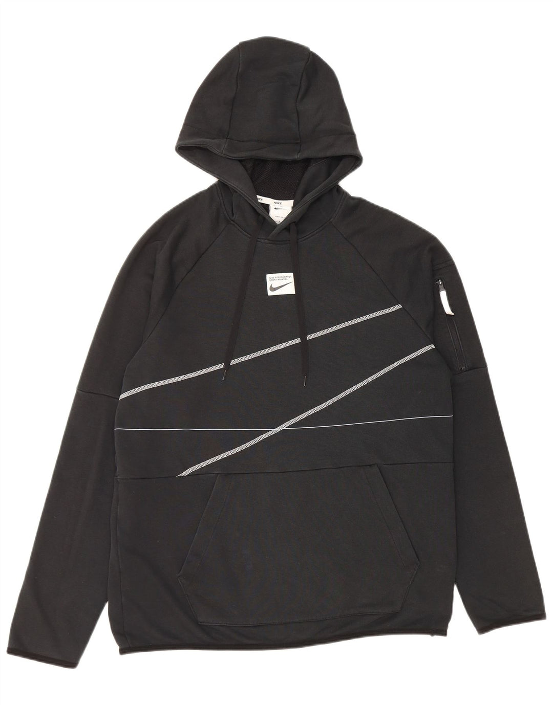 NIKE Herren Dri Fit Graphic Kapuzenpullover Mittelschwarz gestreift aus Baumwolle