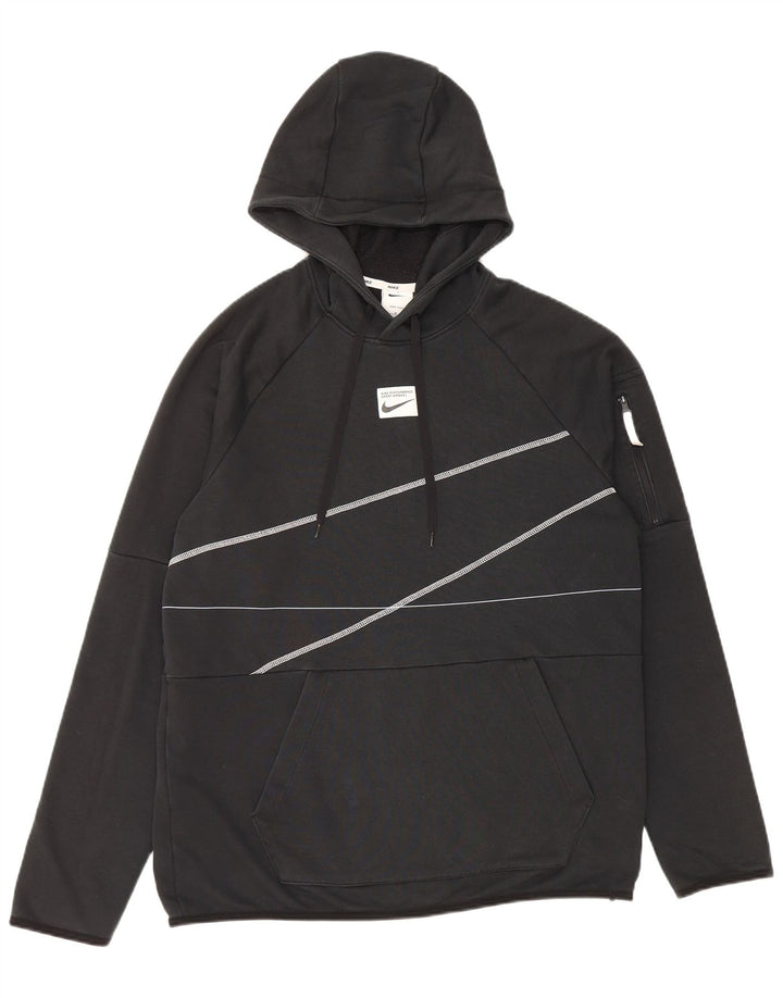 NIKE Herren Dri Fit Graphic Kapuzenpullover Mittelschwarz gestreift aus Baumwolle