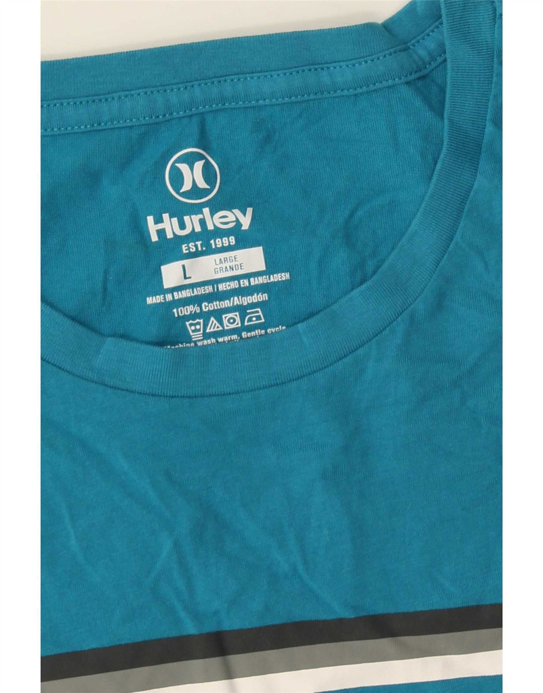 Hurley Herren-T-Shirt mit Grafik, Größe L, aus blauer Baumwolle
