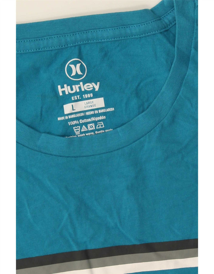 Hurley Herren-T-Shirt mit Grafik, Größe L, aus blauer Baumwolle