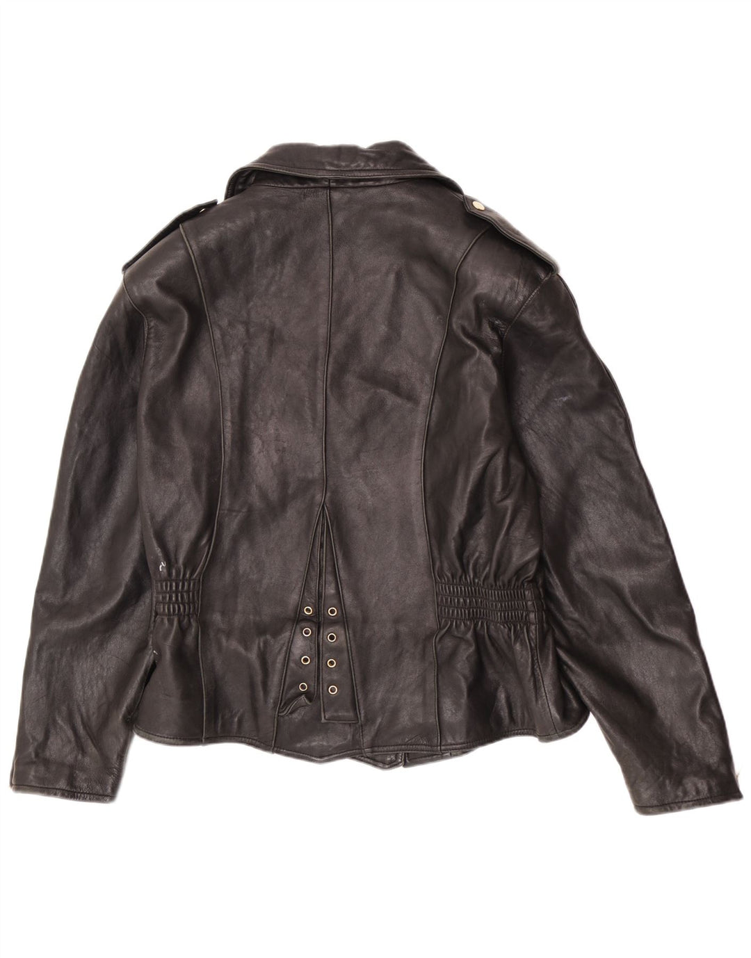 Vintage Damen Leder Bikerjacke EU 40 Medium Schwarz