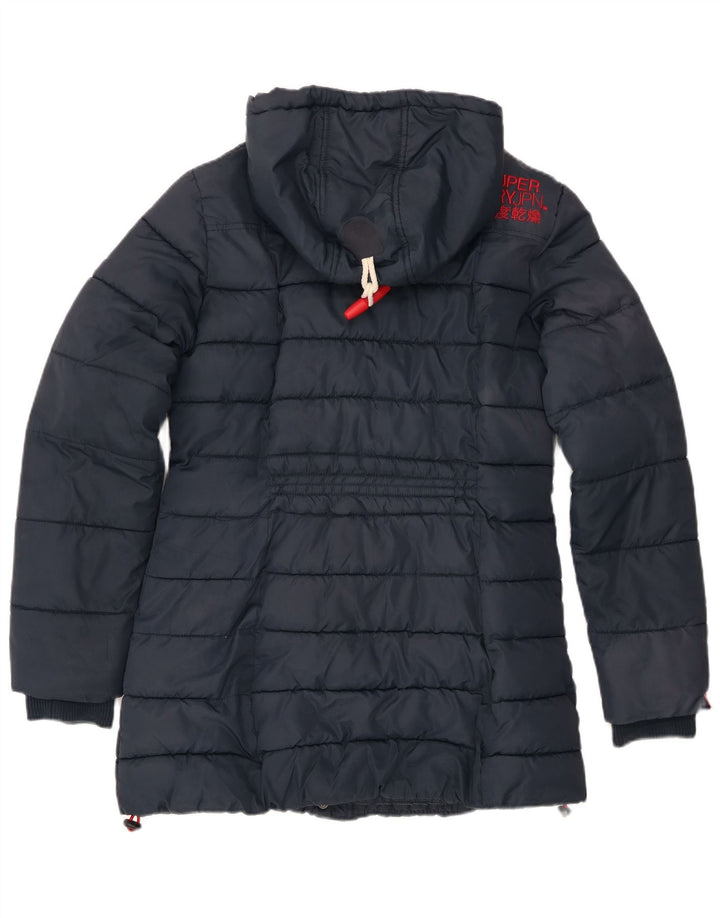Superdry Wattierte Jacke mit Kapuze für Damen, UK 14, Größe L, Marineblau, Polyester