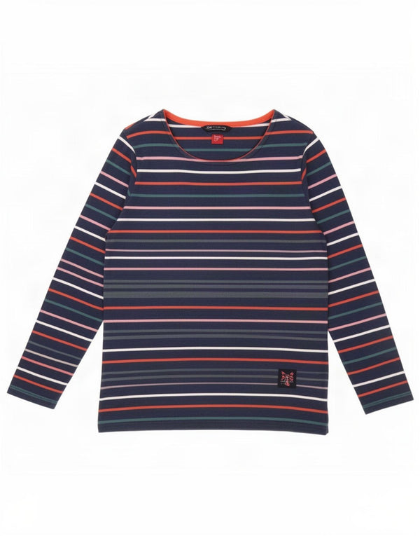 Crew Clothing Damen-Oberteil, langärmlig, UK 12, mittelmarineblau, gestreift, Baumwolle