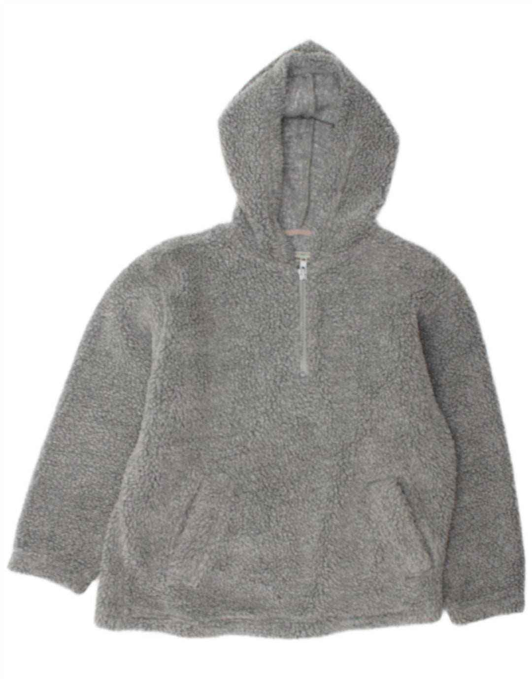 Fishbone Herren-Fleecepullover mit Kapuze und Reißverschluss am Hals, großes graues Polyester