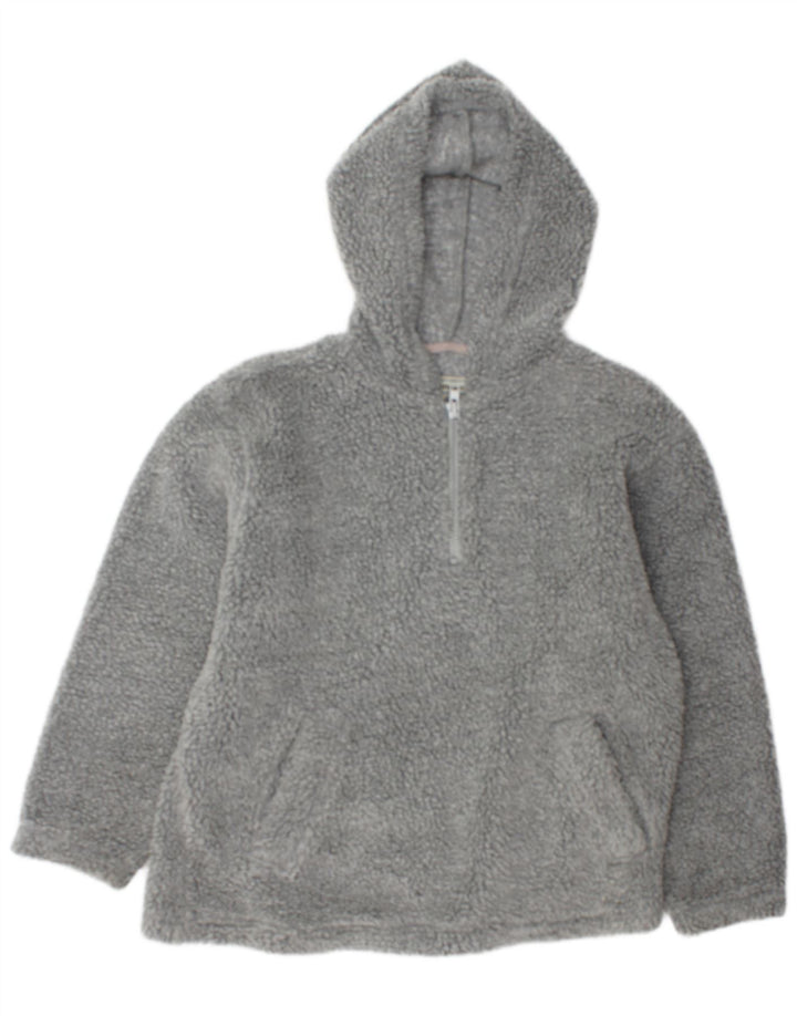 Fishbone Herren-Fleecepullover mit Kapuze und Reißverschluss am Hals, großes graues Polyester