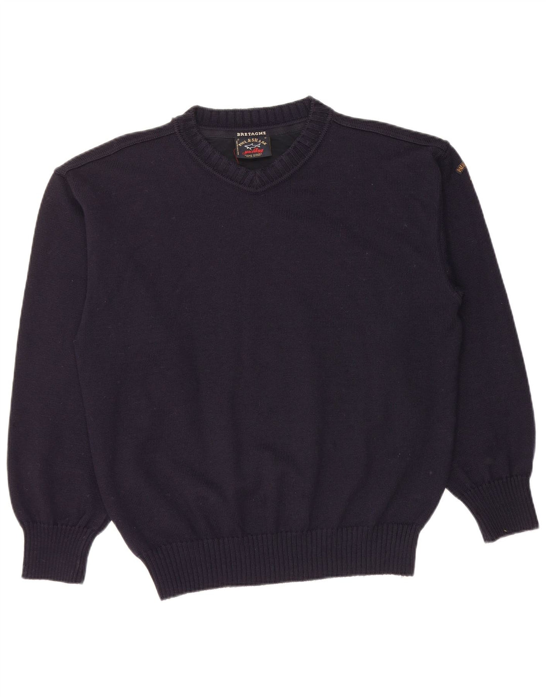 PAUL & SHARK Herren-Pullover mit V-Ausschnitt, mittlerer marineblauer Schurwolle