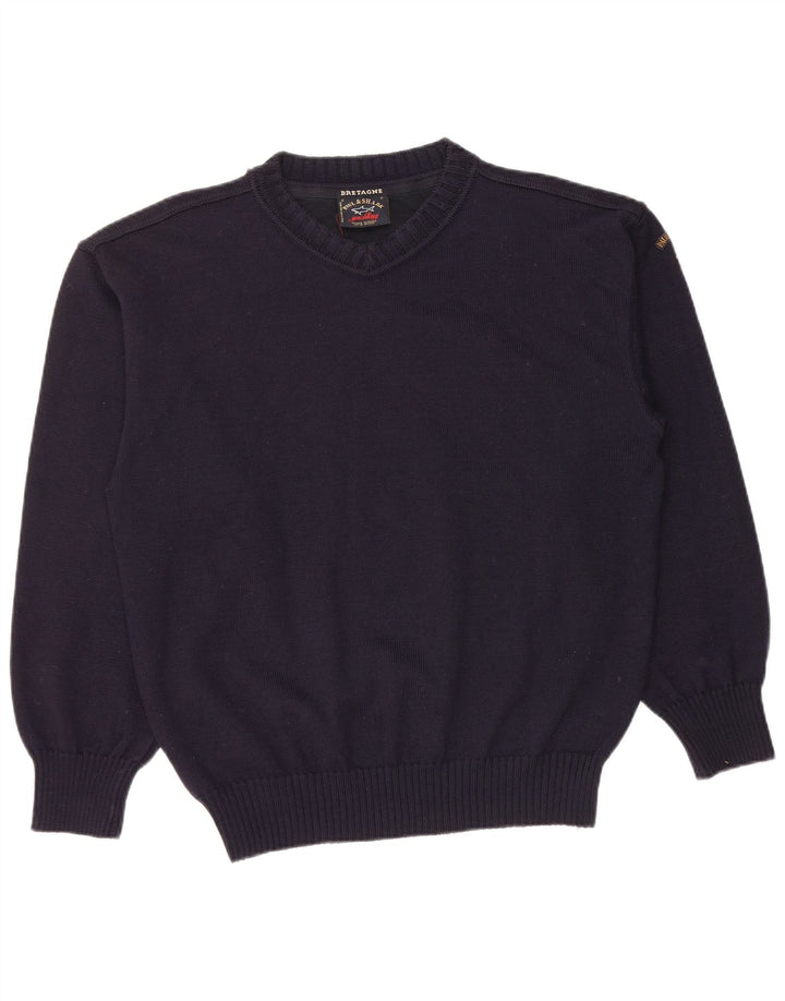 PAUL & SHARK Herren-Pullover mit V-Ausschnitt, mittlerer marineblauer Schurwolle