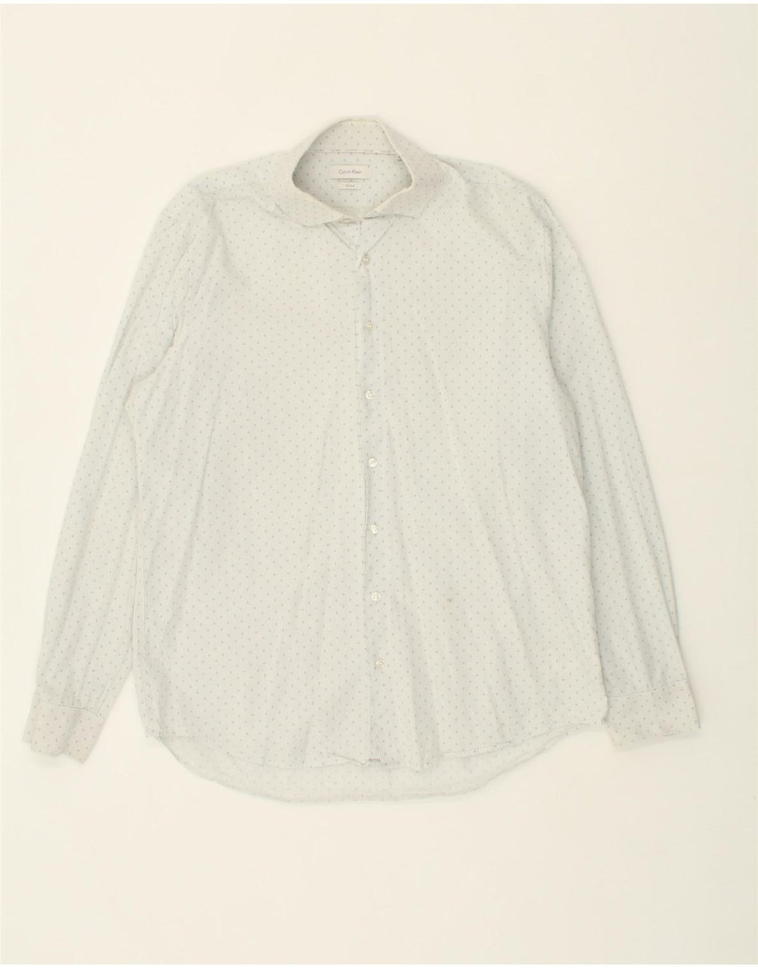 CALVIN KLEIN Mens Fitted Shirt Size 16 1/2 Large White Check Cotton Vintage Calvin Klein and Second-Hand Calvin Klein from Messina Hembry 