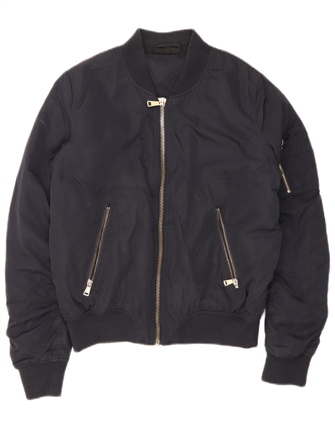 Topshop Damen Bomberjacke UK 12 Medium Marineblau Polyester