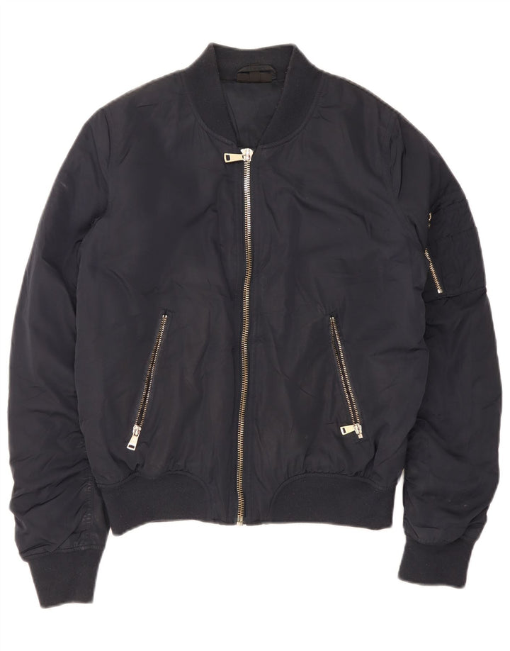 Topshop Damen Bomberjacke UK 12 Medium Marineblau Polyester