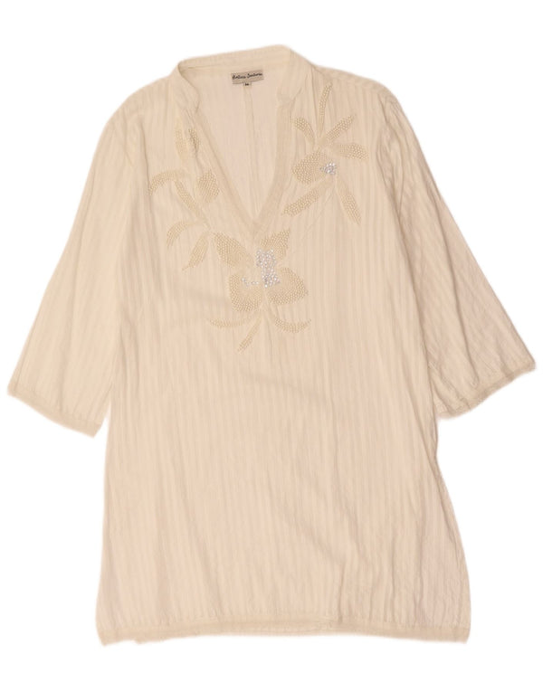 Antica Sartoria Tunikakleid mit 3/4-Ärmeln für Damen, UK 14, mittelweiß gestreift