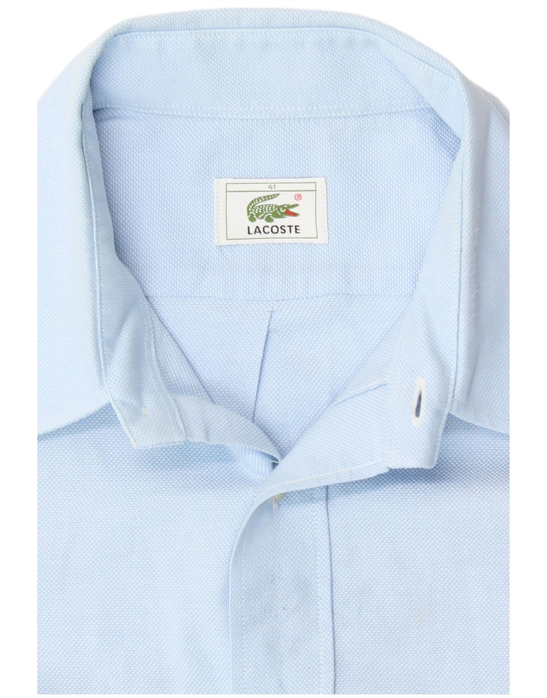 Lacoste Herren-Kurzarmhemd, Größe 41, große blaue Baumwolle