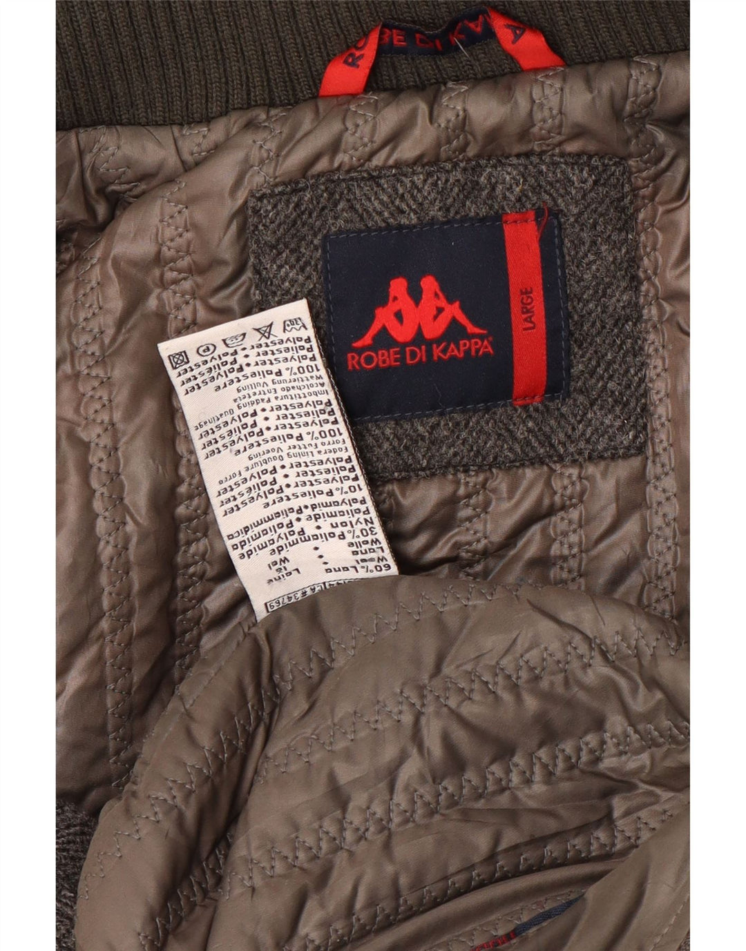 Gepolsterte Herren-Utility-Jacke von Kappa, UK 40, Größe L, grau, Fischgrätenmuster, Wolle, klassisch
