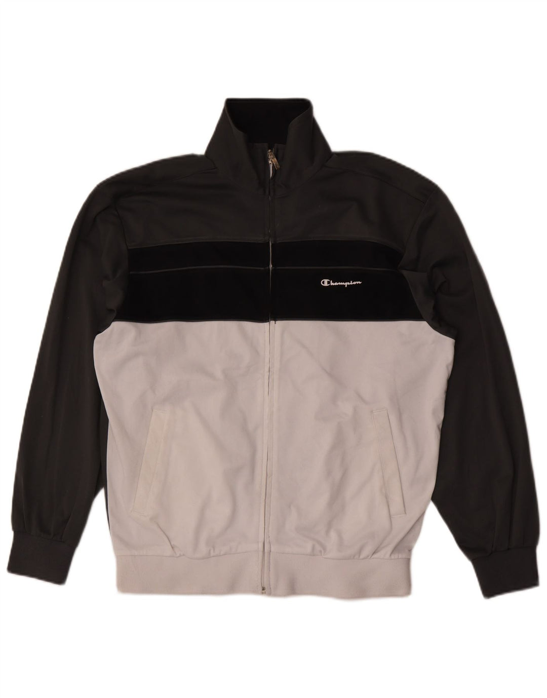 Champion Herren-Trainingsanzugoberjacke aus mittelgrauem Colourblock-Polyester