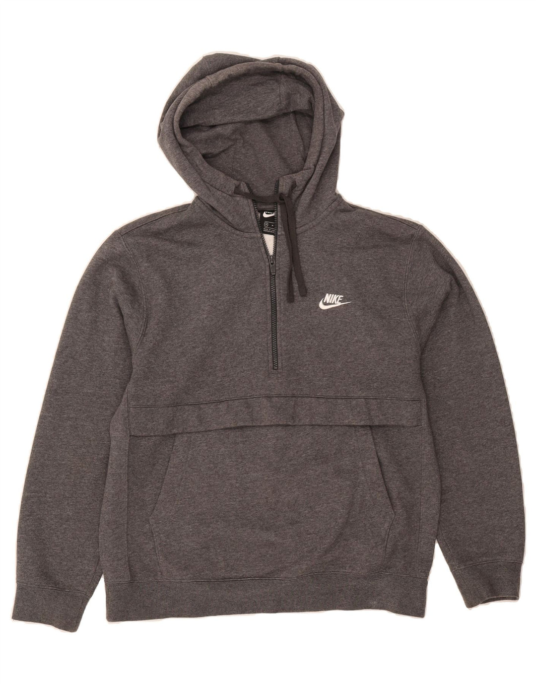 NIKE Mens Zip Neck Hoodie Jumper Medium Grey Cotton Vintage Nike and Second-Hand Nike from Messina Hembry 