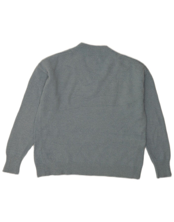 Massimo Dutti Damen-Pullover mit V-Ausschnitt, UK 14, Mittelblau, Polyamid