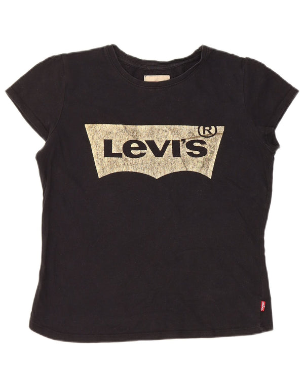 Levi's Mädchen-T-Shirt mit Grafik, 15–16 Jahre, schwarze Baumwolle