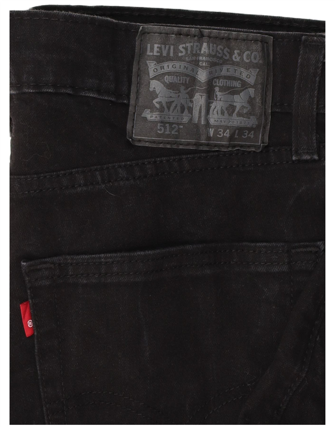 LEVI'S Herren 512 Slim Tapered Jeans W34 L32 Schwarze Baumwolle