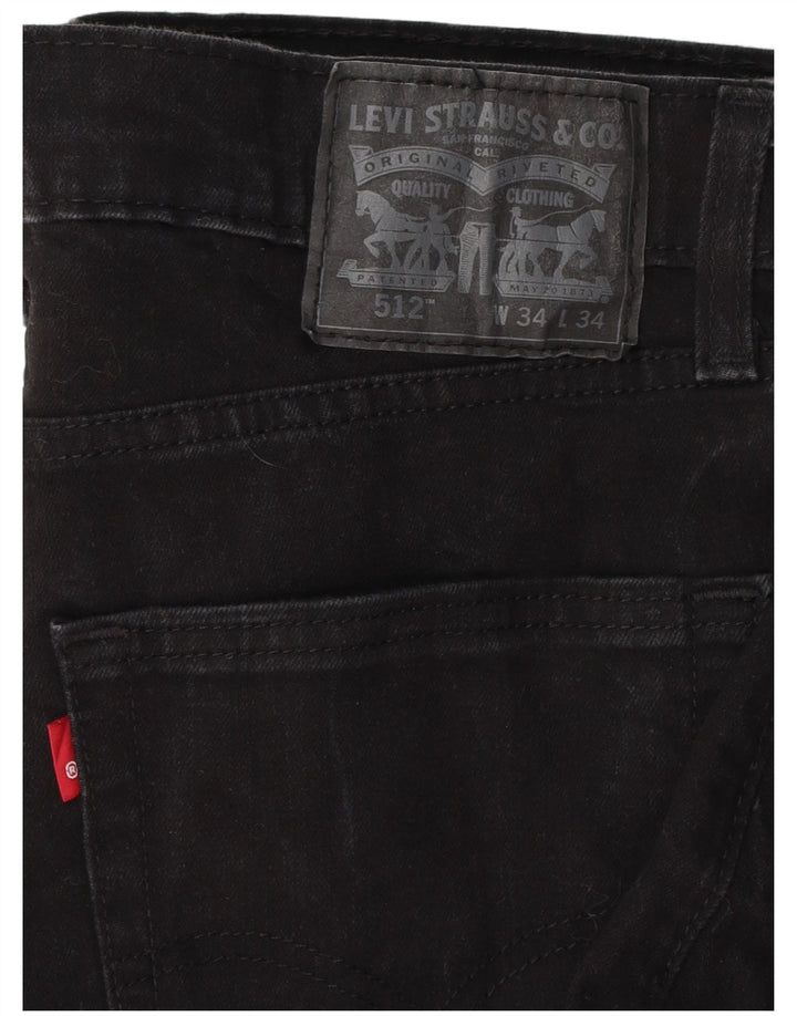 LEVI'S Herren 512 Slim Tapered Jeans W34 L32 Schwarze Baumwolle