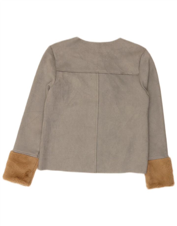 Zara Damen-Blusenoberteil, UK-Gr. 10, Small, Grau, Farbblock