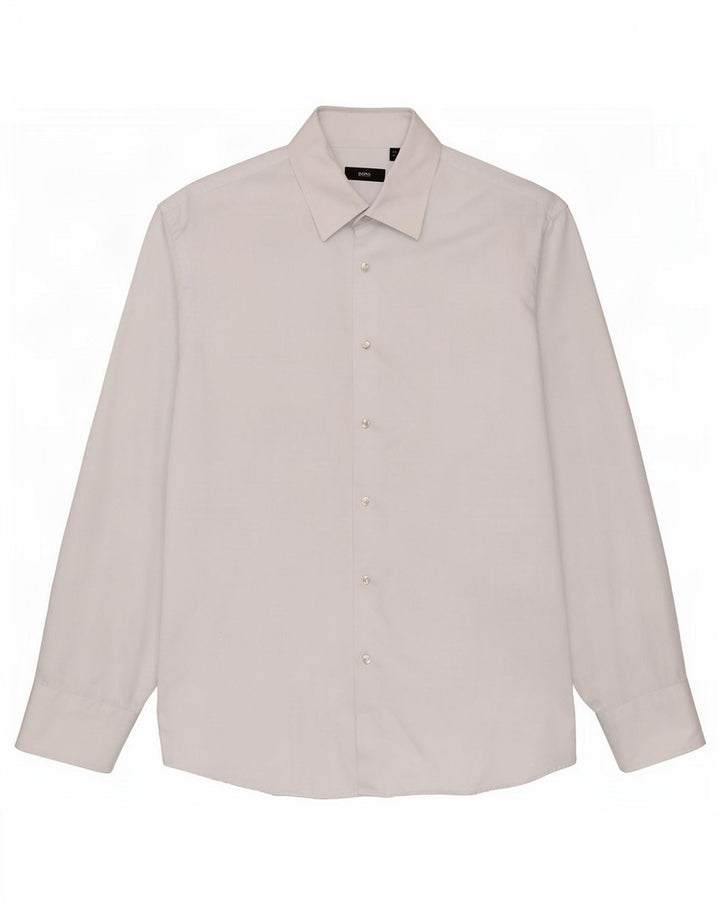 Hugo Boss Herrenhemd Größe 43 17 XL blau karierte Baumwolle