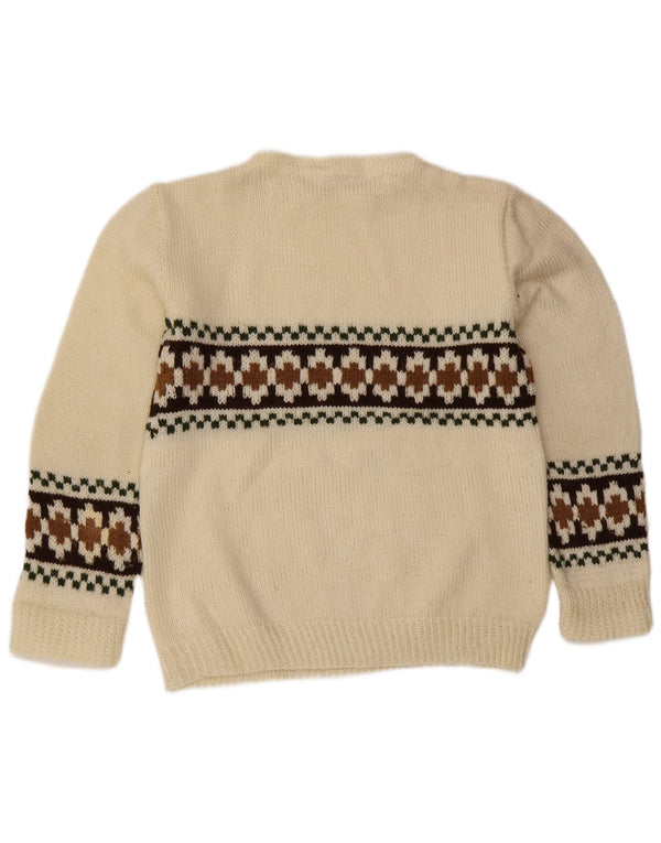 Vintage Herren Rundhalspullover Pullover Small Off White Fair Isle