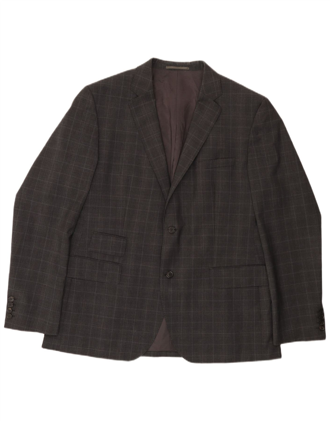 Hugo Boss Herren-Blazer mit 2 Knöpfen, EU 56, 3XL, grau karierte Wolle