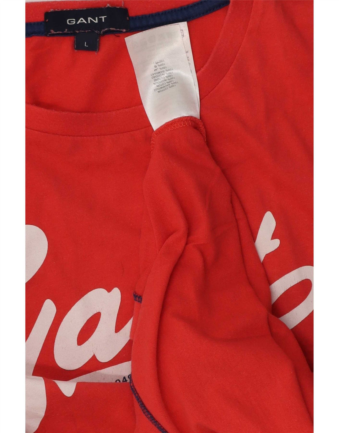 Gant Herren-T-Shirt mit Grafik, Größe L, aus roter Baumwolle