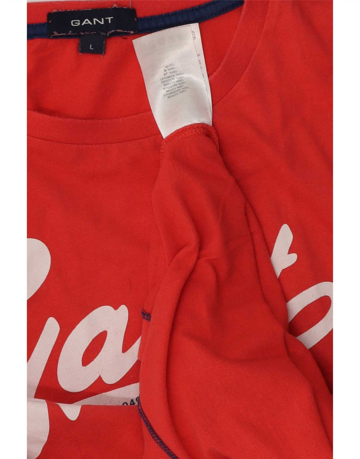 Gant Herren-T-Shirt mit Grafik, Größe L, aus roter Baumwolle