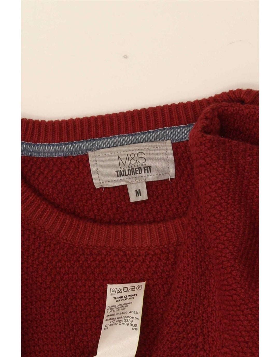 Marks & Spencer Herren-Pullover mit maßgeschneiderter Passform und Rundhalsausschnitt, mittelgroß, Burgunderrot