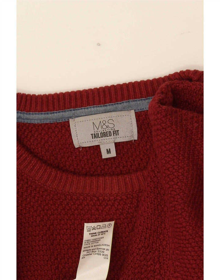 Marks & Spencer Herren-Pullover mit maßgeschneiderter Passform und Rundhalsausschnitt, mittelgroß, Burgunderrot