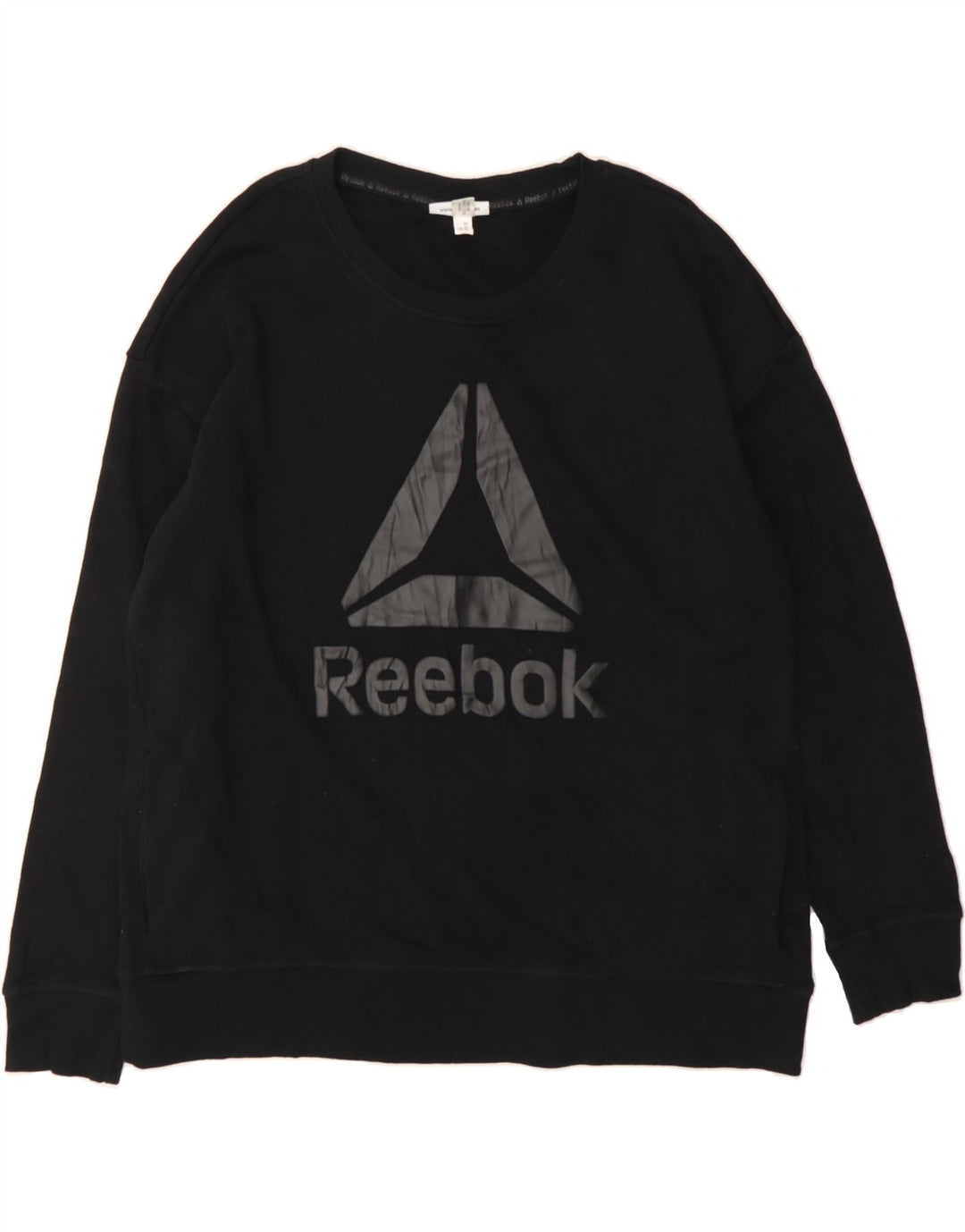 REEBOK Mens Graphic Sweatshirt Jumper Large Black Vintage Reebok and Second-Hand Reebok from Messina Hembry 