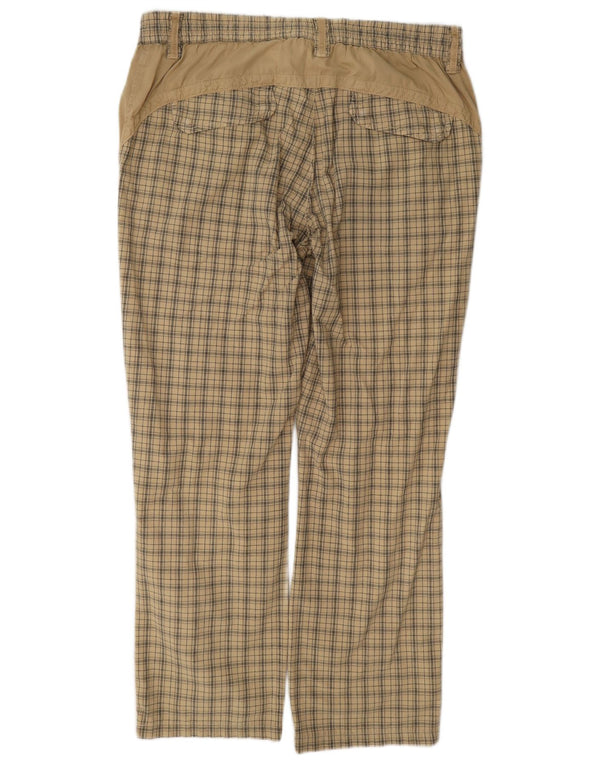 Think Pink Damen-Freizeithose, gerade, XL, W36, L28, beige karierte Baumwolle