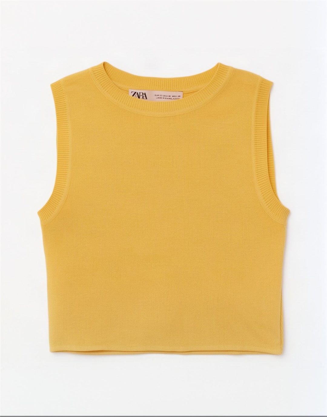 Zara Damen Crop Vest Top UK 12 Mittelgelbe Viskose