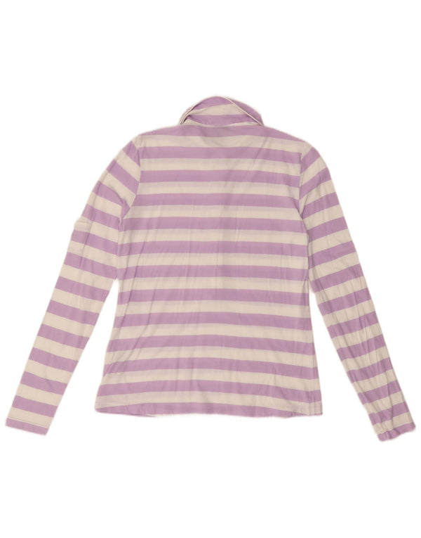 Gant Langarm-Poloshirt für Damen, UK 12, mittelviolett, gestreift, Baumwolle