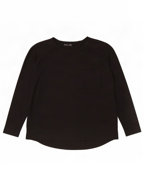 Zara Damen Top Langarm UK 12 Medium Schwarz