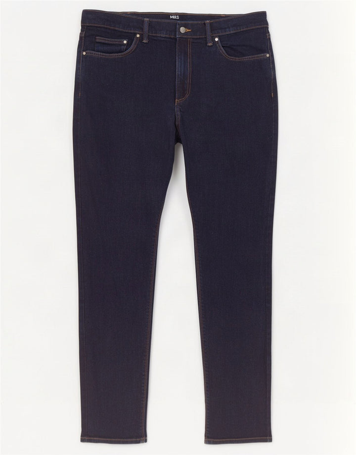 Marks & Spencer Herren Slim Jeans W36 L31 Marineblaue Baumwolle