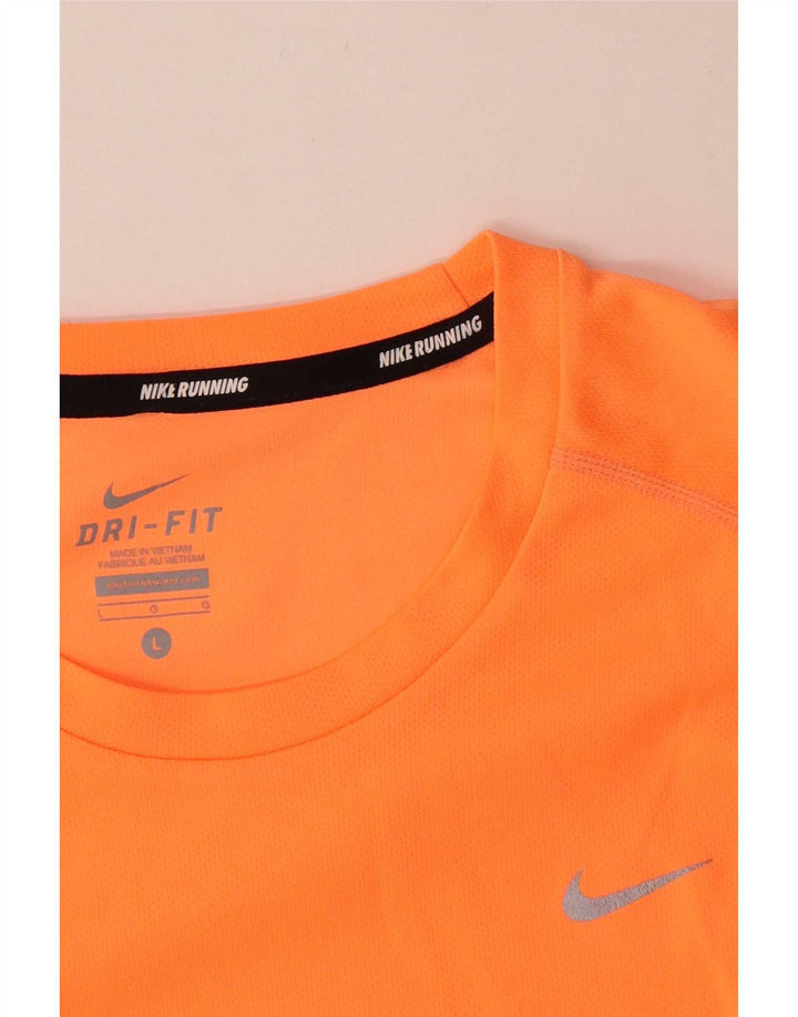 Nike Herren Dri Fit T-Shirt Top Large Orange Polyester