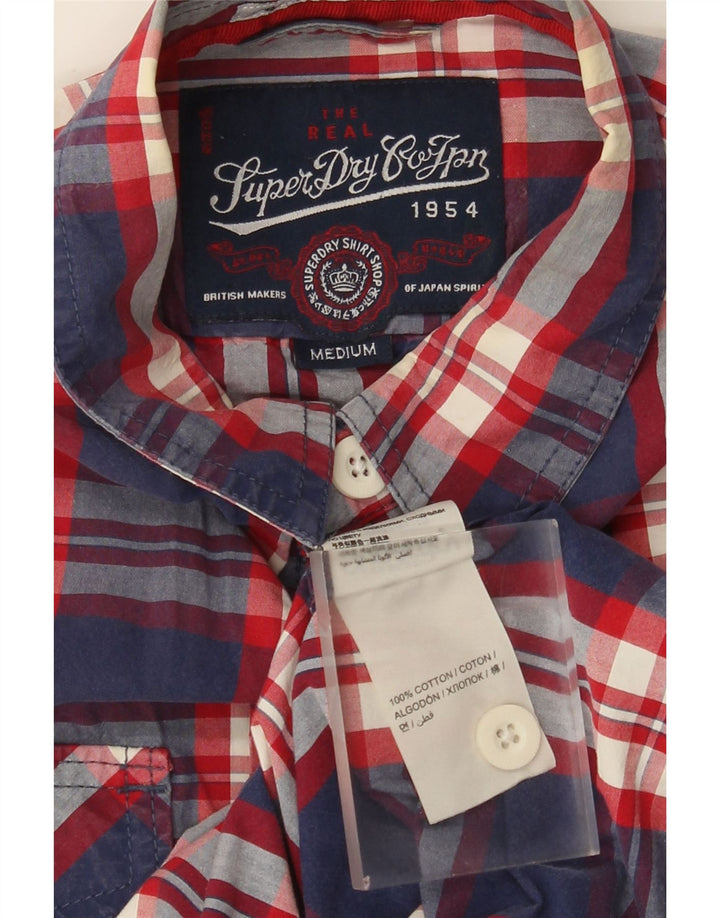 Superdry Herren-Kurzarmhemd aus Baumwolle in mittlerem Marineblau mit Karomuster