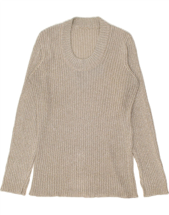 VINTAGE Womens Boat Neck Jumper Sweater UK 14 Medium Grey Vintage Vintage and Second-Hand Vintage from Messina Hembry 