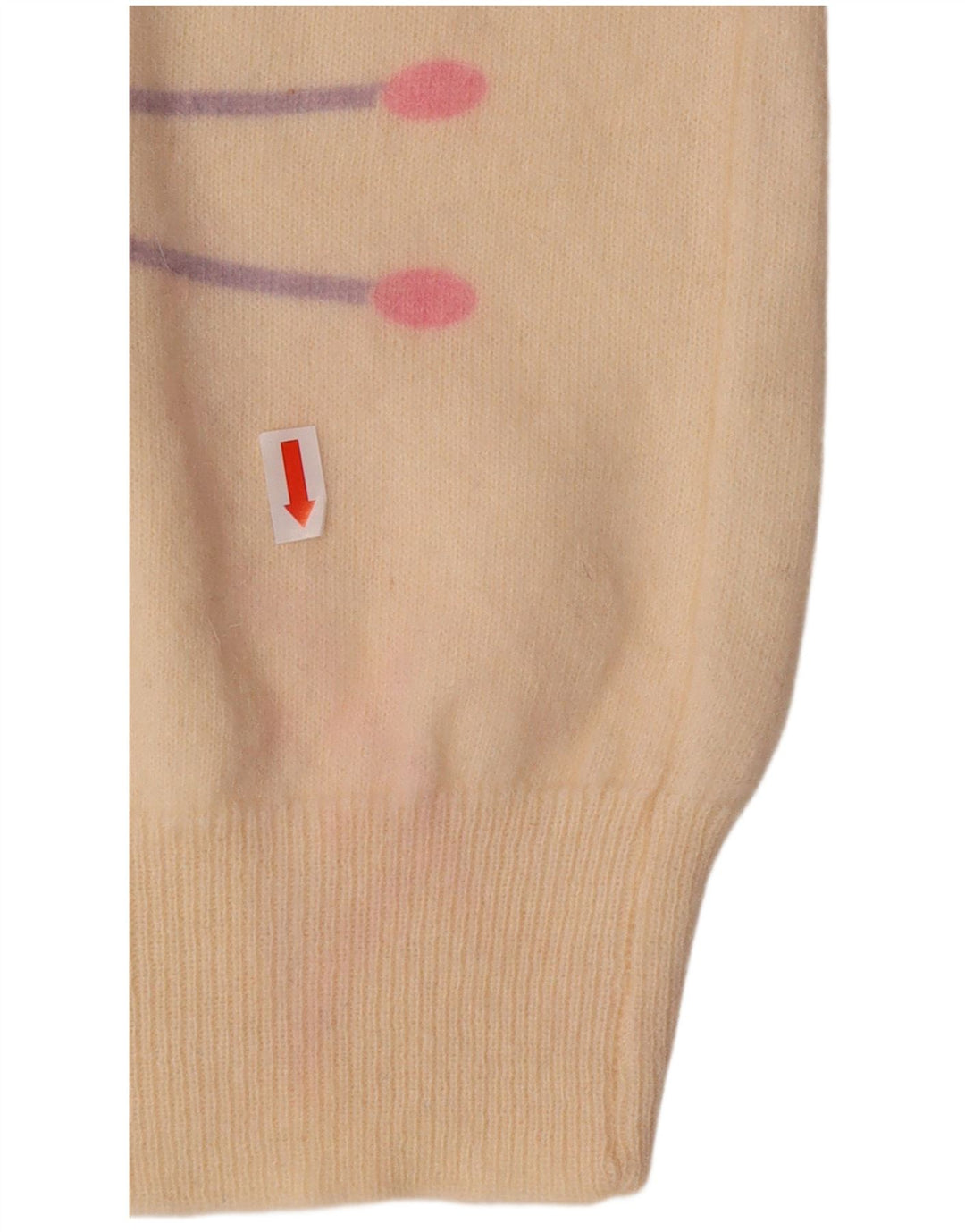 VINTAGE Damen-Pullover mit Rundhalsausschnitt, Gr. 16, groß, cremefarben, geometrisch